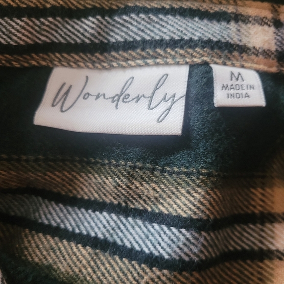 Wonderly Green and Cream Colored Plaid Flannel Shirt M - Picture 7 of 7